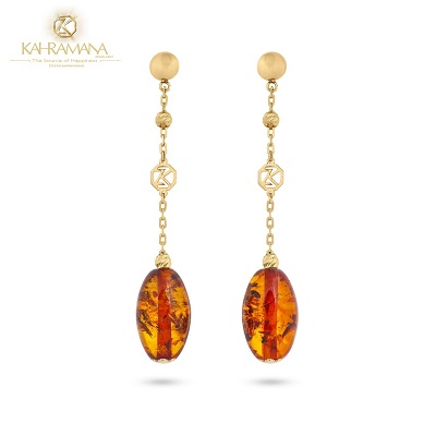 Kahramana Oorbel 18K Goud Met Baltische Amber