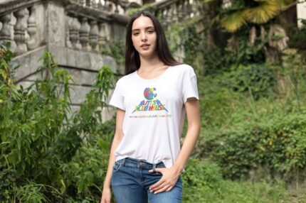 Logo Print Crewneck T-Shirt Witte Kleur Dames