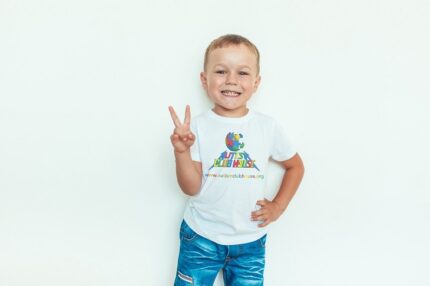 T-shirt met ronde hals en logoprint, witte kleur Kinderen